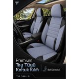 Trobus Fiat Fiorino 2007+ Uyumlu Nova Serisi Tay Tüyü Bel Destekli Gri Siyah Premium Koltuk Kılıfı - Gri - Siyah