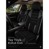 Trobus Fiat Fiorino 2007+ Uyumlu Nova Serisi Tay Tüyü Bel Destekli Siyah Beyaz Premium Koltuk Kılıfı - Siyah - Beyaz