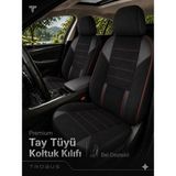 Trobus Fiat Fiorino 2007+ Uyumlu Nova Serisi Tay Tüyü Bel Destekli Siyah Kırmızı Premium Koltuk Kılıfı - Siyah - Kırmızı