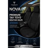Trobus Fiat Fiorino 2007+ Uyumlu Nova Serisi Tay Tüyü Bel Destekli Siyah Premium Koltuk Kılıfı