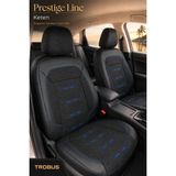 Trobus Fiat Fiorino 2007+ Uyumlu Prestige Line Keten Serisi Siyah Mavi Koltuk Kılıfı - Siyah - Mavi