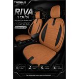 Trobus Fiat Fiorino 2007+ Uyumlu Riva Serisi Tay Tüyü Bel Destekli Açık Taba Siyah Premium Koltuk Kılıfı - Açık Taba - Siyah