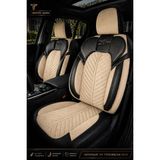 Trobus Fiat Fiorino 2007+ Uyumlu Vertör Serisi Ortopedik Tay Tüyü Bej Siyah Koltuk Kılıfı - Bej - Siyah