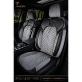 Trobus Fiat Fiorino 2007+ Uyumlu Vertör Serisi Ortopedik Tay Tüyü Gri Siyah Koltuk Kılıfı - Gri - Siyah