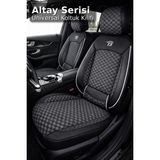 Trobus Fiat Fiorino 2007 ve Sonrası Uyumlu Altay Bel Destekli Tay Tüyü Siyah Beyaz Koltuk Kılıfı - Siyah - Beyaz