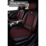 Trobus Fiat Fiorino 2007 ve Sonrası Uyumlu Altay Bel Destekli Tay Tüyü Siyah Kırmızı Koltuk Kılıfı - Siyah - Kırmızı