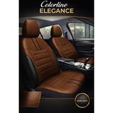 Trobus Fiat Fiorino 2007 ve Sonrası Uyumlu Colorline Elegance Deri Taba Siyah Koltuk Kılıfı - EL-FIA-FIORI-002 - Taba - Siyah