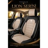 Trobus Ford Connect 2010-2014 Uyumlu Lion Serisi 2+1 Ticari Tay Tüyü Bej Siyah Bej Koltuk Kılıfı - Bej - Siyah