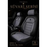 Trobus Ford Connect 2010-2014 Uyumlu Süvari Serisi 2+1 Ticari Tay Tüyü Füme Siyah Koltuk Kılıfı - Füme - Siyah