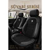 Trobus Ford Connect 2010-2014 Uyumlu Süvari Serisi 2+1 Ticari Tay Tüyü Siyah Beyaz Koltuk Kılıfı - Siyah - Beyaz