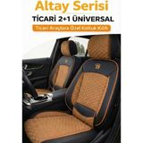 Trobus Ford Connect 2014-2018 Tourneo – Ticari Araç 2+1 Uyumlu Altay Serisi Bel Destekli Koltuk Kılıfı – Taba Siyah, Kolay Montaj - Taba - Siyah