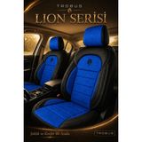 Trobus Ford Connect 2015-2019 Uyumlu Lion Serisi 2+1 Ticari Tay Tüyü Mavi Siyah Koltuk Kılıfı - Mavi - Siyah