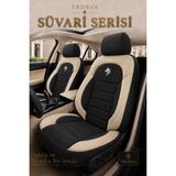 Trobus Ford Connect 2015-2019 Uyumlu Süvari Serisi 2+1 Ticari Tay Tüyü Siyah Bej Koltuk Kılıfı