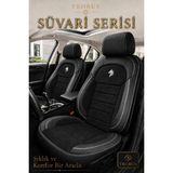 Trobus Ford Connect 2015-2019 Uyumlu Süvari Serisi 2+1 Ticari Tay Tüyü Siyah Beyaz Koltuk Kılıfı - Siyah - Beyaz