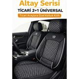 Trobus Ford Connect 2022 ve Sonrası Tourneo 5 Kapı – Ticari Araç 2+1 Uyumlu Altay Serisi Bel Destekli Koltuk Kılıfı – Siyah Beyaz, Kolay Montaj - Siyah - Beyaz