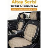 Trobus Ford Courier Hususi 2014 ve Sonrası Hafif Ticari – Ticari Araç 2+1 Uyumlu Altay Serisi Bel Destekli Koltuk Kılıfı – Bej Siyah, Kolay Montaj - Bej - Siyah
