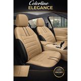 Trobus Ford Mondeo 2007 ve Sonrası Uyumlu Colorline Elegance Deri Bej Siyah Koltuk Kılıfı - EL-FOR-MONDE-028 - Bej - Siyah