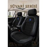 Trobus Ford Tourneo Connect 2022 Uyumlu Süvari Serisi 2+1 Ticari Tay Tüyü Siyah Mavi Koltuk Kılıfı - Siyah - Mavi