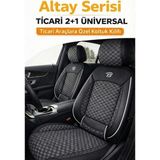 Trobus Ford Tourneo Courier 2014-2023 Hafif Ticari – Ticari Araç 2+1 Uyumlu Altay Serisi Bel Destekli Koltuk Kılıfı – Siyah Beyaz, Kolay Montaj - Siyah - Beyaz