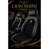 Trobus Ford Tourneo Courier 2014-2023 Uyumlu Lion Serisi 2+1 Ticari Tay Tüyü Siyah Beyaz Koltuk Kılıfı - Siyah - Beyaz