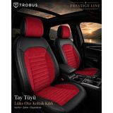 Trobus Ford Tourneo Courier 2014-2024 Bel Destekli Tay Tüyü Koltuk Kılıfı Prestige Line Kırmızı Siyah - Kırmızı - Siyah
