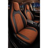 Trobus Ford Tourneo Courier 2014-2024 Bel Destekli Tay Tüyü Koltuk Kılıfı Tokyo Serisi Taba Siyah - Siyah - Taba