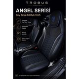 Trobus Ford Tourneo Courier 2014-2024 Uyumlu Angel Serisi Tay Tüyü Koltuk Kılıfı Mavi Siyah - Mavi - Siyah
