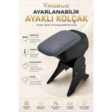 Trobus Hyundai I20 2008-2026 Uyumlu Füme Ayaklı Sürgülü Kolçak Ayarlanabilir Yükseklikli - Antrasit