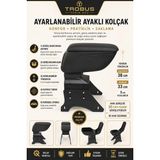 Trobus Hyundai I20 2008-2026 Uyumlu Siyah Ayaklı Sürgülü Kolçak Ayarlanabilir Yükseklikli