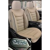 Trobus Kia Rio 4 Kapı 2000-2005 Aracınıza Uyumlu Jetdrıve Bej Deri Oto Koltuk Kılıfı (5 Koltuk Tam Set, Airbag Uyumlu)