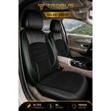 Trobus Opel Omega A 1986-1994 Uyumlu Valeria Serisi Siyah Yeşil Bel Destekli Tay Tüyü Koltuk Kılıfı - Siyah - Yeşil