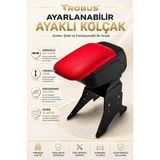 Trobus Peugeot 301 2012-2023 Uyumlu Kırmızı Ayaklı Sürgülü Kolçak Ayarlanabilir Yükseklikli