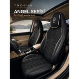 Trobus Peugeot Bibper 2008-2019 Uyumlu Angel Serisi Tay Tüyü Siyah Beyaz Oto Koltuk Kılıfı - Siyah - Beyaz