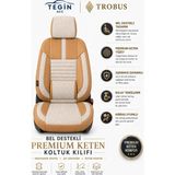 Trobus Renault Broadway 1990-2000 Uyumlu Apex Linen Bel Destekli Keten Bej Taba Koltuk Kılıfı - Bej - Taba