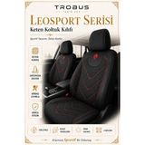 Trobus Renault Broadway 1990-2000 Uyumlu Leosport Serisi Keten Siyah Kırmızı Oto Koltuk Kılıfı - Siyah - Kırmızı