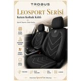 Trobus Renault Broadway 1990-2000 Uyumlu Leosport Serisi Siyah Beyaz Ortopedik Keten Koltuk Kılıfı - Siyah - Beyaz