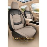 Trobus Renault Broadway 1990-2000 Uyumlu Levante Serisi Keten Bej Siyah Oto Koltuk Kılıfı - Bej - Siyah