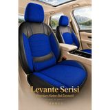 Trobus Renault Broadway 1990-2000 Uyumlu Levante Serisi Keten Mavi Siyah Oto Koltuk Kılıfı - Mavi - Siyah