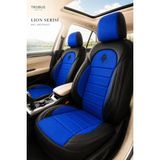 Trobus Renault Broadway 1990-2000 Uyumlu Lion Serisi Tay Tüyü Mavi Siyah Oto Koltuk Kılıfı - Mavi - Siyah