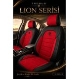 Trobus Renault Broadway 1990-2000 Uyumlu Lion Serisi Tay Tüyü Siyah Kırmızı Premium Koltuk Kılıfı - Siyah - Kırmızı