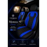 Trobus Renault Broadway 1990-2000 Uyumlu Monza Serisi Sport Tay Tüyü Kadife Siyah Mavi Koltuk Kılıfı - Siyah - Mavi
