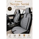 Trobus Renault Broadway 1990-2000 Uyumlu Nergis Serisi Tay Tüyü Gri Siyah Oto Koltuk Kılıfı - Gri - Siyah