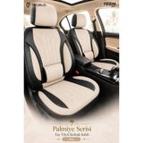 Trobus Renault Broadway 1990-2000 Uyumlu Palmiye Serisi Tay Tüyü Bej Siyah Oto Koltuk Kılıfı - Bej - Siyah