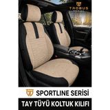 Trobus Renault Broadway 1990-2000 Uyumlu Sportline Serisi Tay Tüyü Bej Siyah Oto Koltuk Kılıfı - Bej - Siyah
