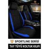 Trobus Renault Broadway 1990-2000 Uyumlu Sportline Serisi Tay Tüyü Siyah Mavi Oto Koltuk Kılıfı - Siyah - Mavi