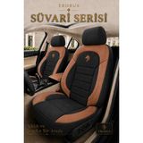 Trobus Renault Broadway 1990-2000 Uyumlu Süvari Serisi Siyah Taba Premium Tay Tüyü Koltuk Kılıfı - Siyah - Taba