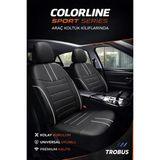 Trobus Renault Broadway 1997-2012 Uyumlu Colorline Sport Deri Siyah - Beyaz Koltuk Kılıfı - CLR-REN-BROAD-45