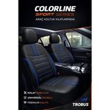 Trobus Renault Broadway 1997-2012 Uyumlu Colorline Sport Deri Siyah - Mavi Koltuk Kılıfı - CLR-REN-BROAD-45