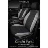 Trobus Renault Broadway 1997-2012 Uyumlu Zerafet Serisi Siyah Gri 5'li Oto Koltuk Minderi - ZR-RE-BRW-019 - Siyah - Gri