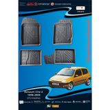 Trobus Renault Clio 2 1998-2005 Için 5,5d Carbon Style Havuzlu Paspas - Tpe Malzeme - Siyah